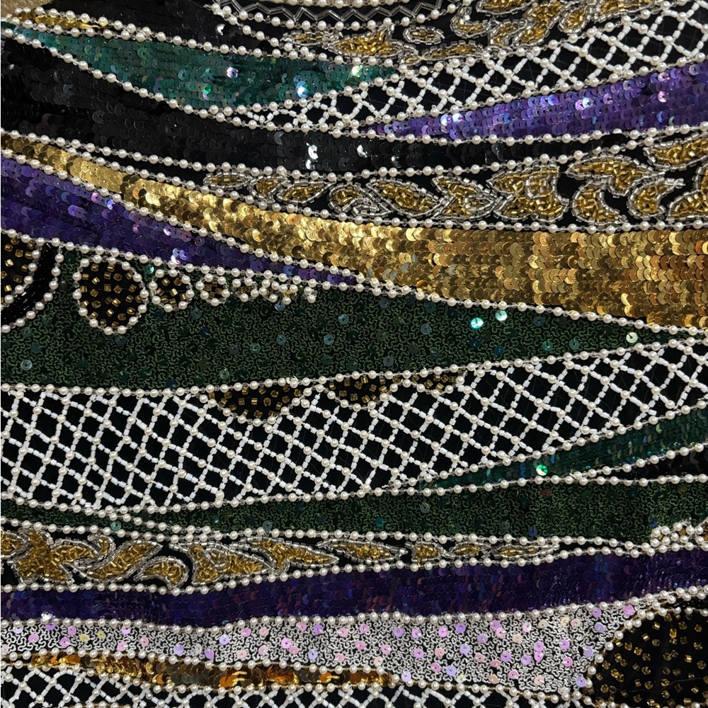 VTG Bergdorf Goodman Embellished Beaded Jacket - Black, Purple & Green. Sz 4 - Picture 5 of 9